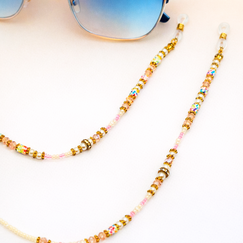 Cadena Sujetagafas de Piedras Murano Premium · Hecha a Mano · Acero Inoxidable