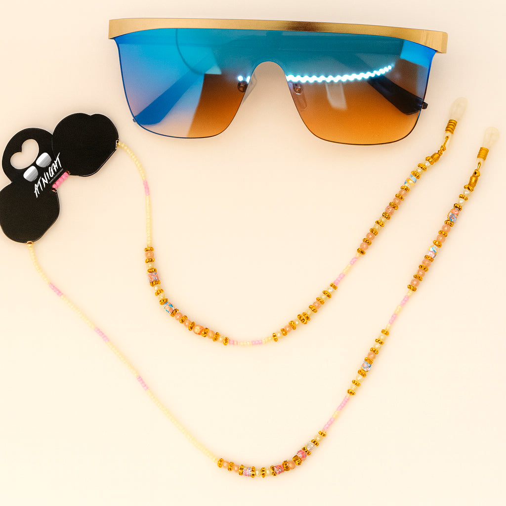 Cadena Sujetagafas de Piedras Murano Premium · Hecha a Mano · Acero Inoxidable