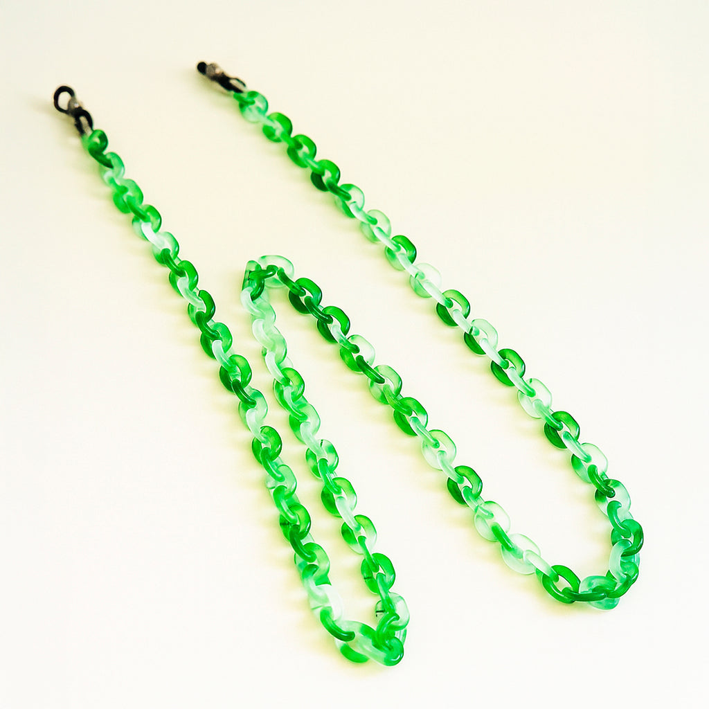Cuelga Gafas / Cadena para Gafas de Acrílico Verde - Liviana y Resistente
