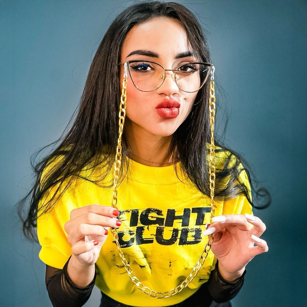 Cadena para gafas dorada de eslabones grandes en acero - Ultra liviana y resistente