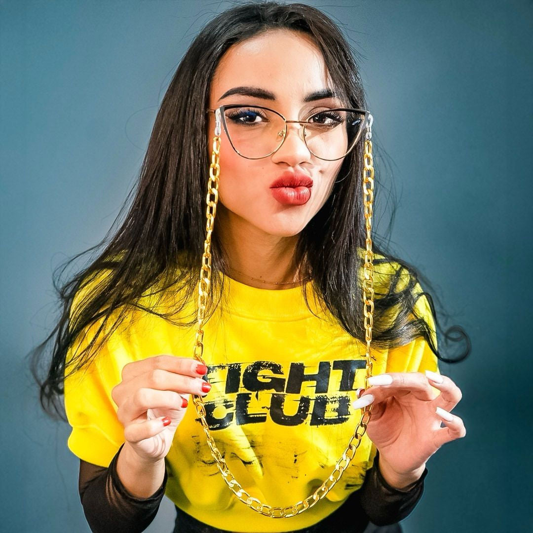 Cadena para gafas dorada de eslabones grandes en acero - Ultra liviana y resistente