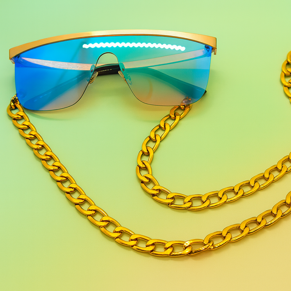 Cadena para gafas dorada de eslabones grandes en acero - Ultra liviana y resistente