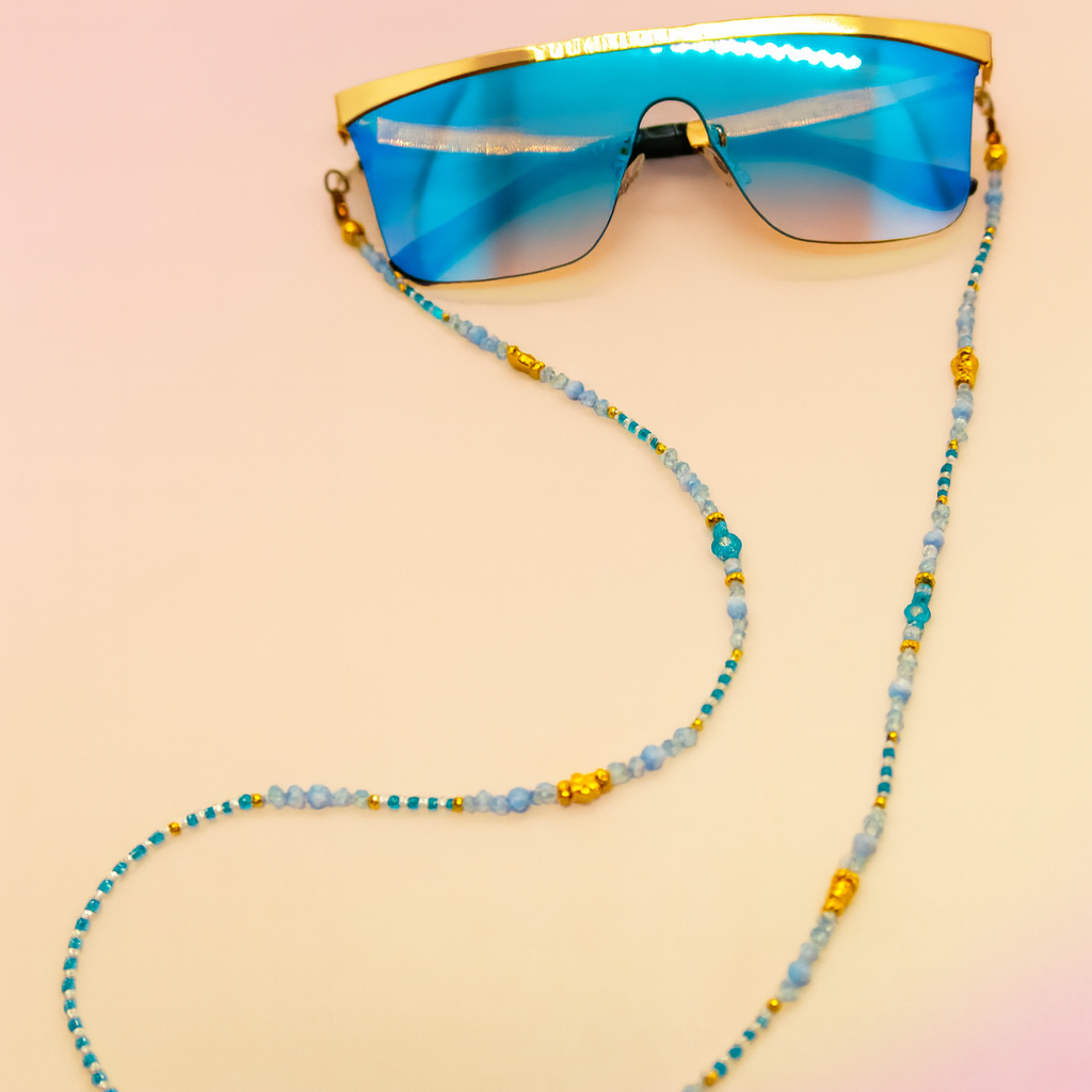 Cadenita para Gafas en Murano Azul y Lapislázuli - Hecha a Mano, Ultra Liviana