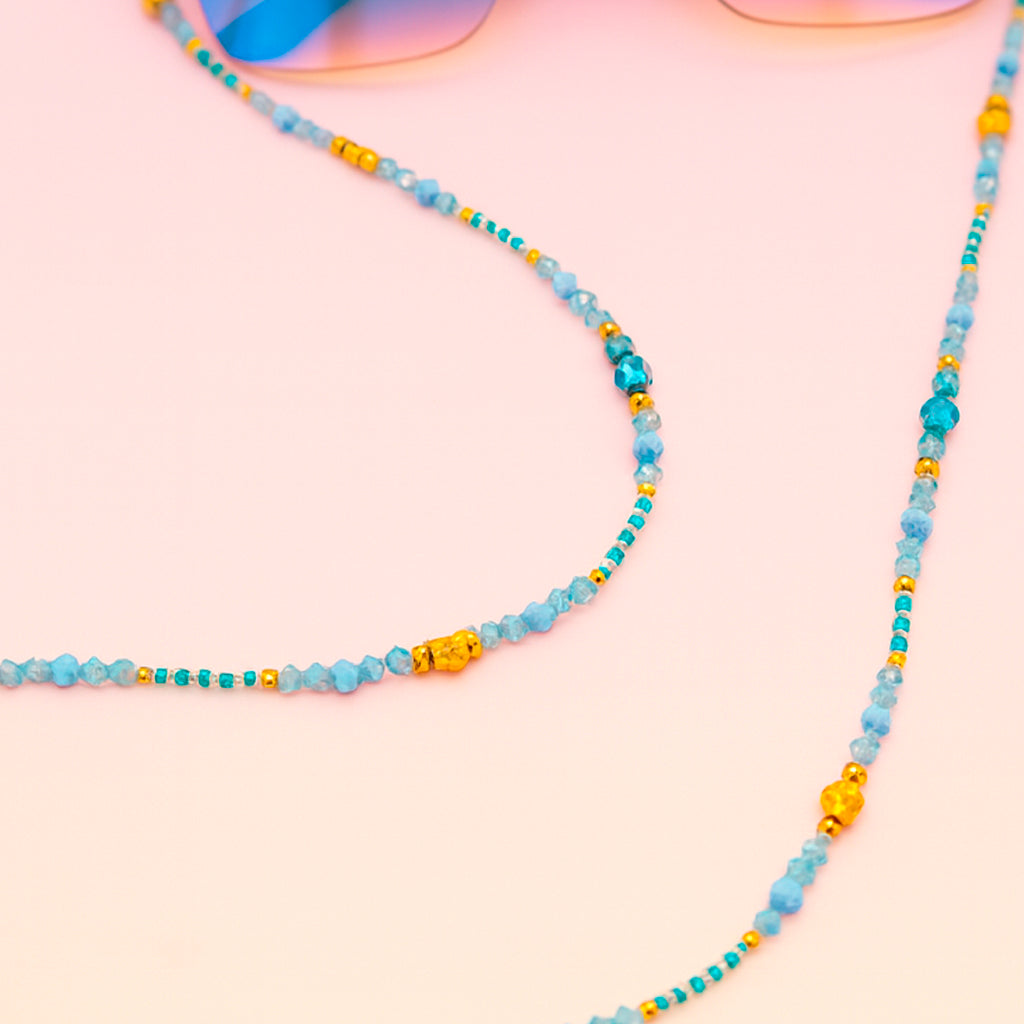 Cadenita para Gafas en Murano Azul y Lapislázuli - Hecha a Mano, Ultra Liviana
