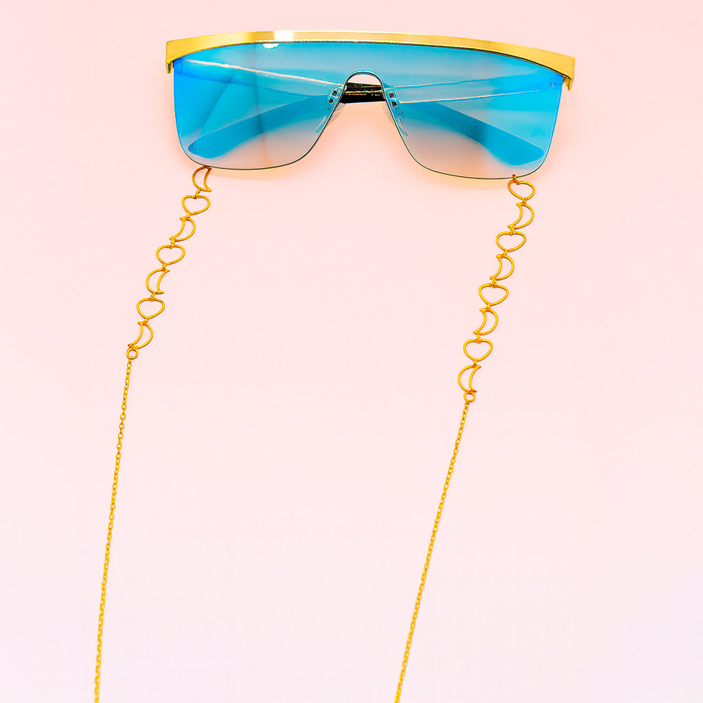 Cadenita para gafas dorada de corazones en acero inoxidable - Hecha a mano
