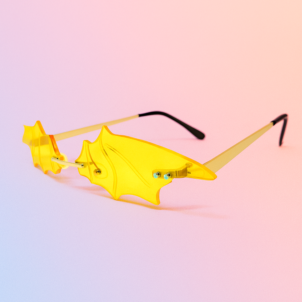 Gafas Bat Wings Sin Marco | Lentes UV400 Futuristas Y2K – At Night Sunglasses