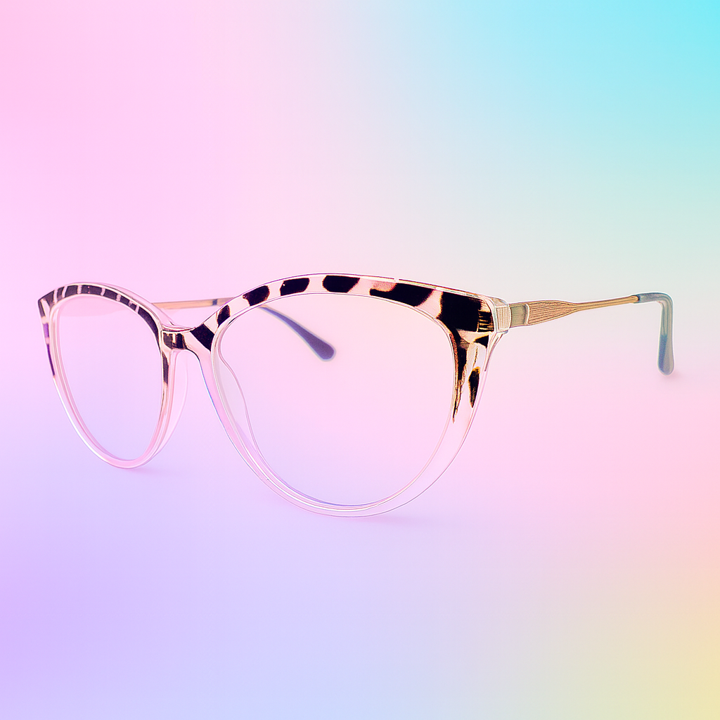 Gafas Cat Eye Transparent Leopard - Lente BlueBlock - TR90 + Metal | At Night Sunglasses