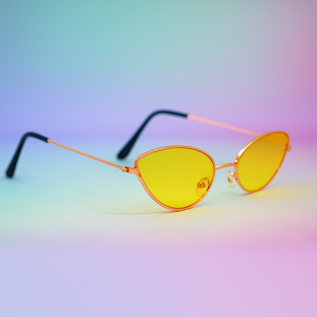 Gafas Cat eye Lente Amarilla | Marco Bronce Metal | At Night Sunglasses