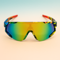 Gafas Deportivas Unisex UV400 - Marco Tropical + Lente Espejada Arcoíris