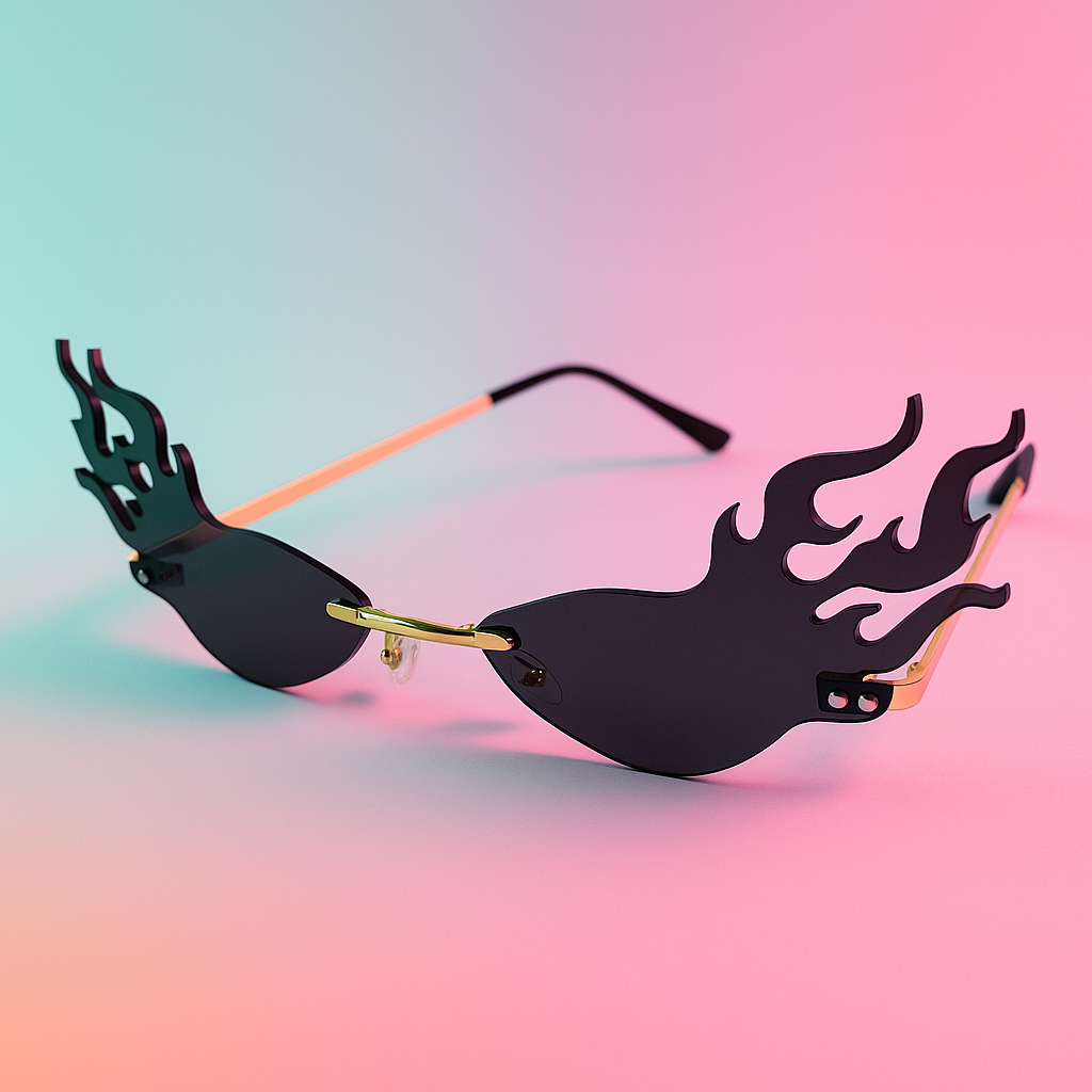 Gafas Fire Flame Rimless - Diseño Llama, Sin Marco | At Night Sunglasses