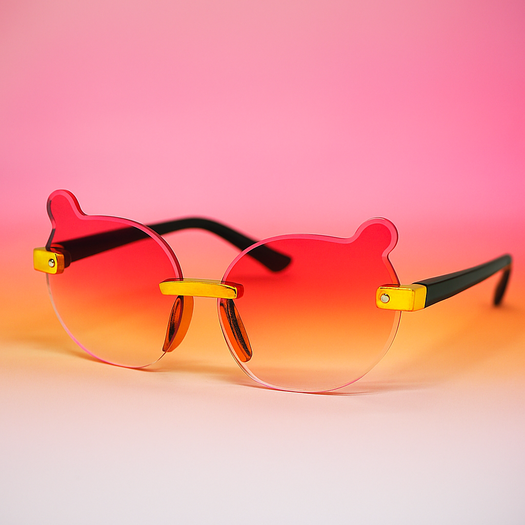 Gafas Kids Bear Pink Gold | Sin Marco con Lentes Degradados y Protección UV400 At Night
