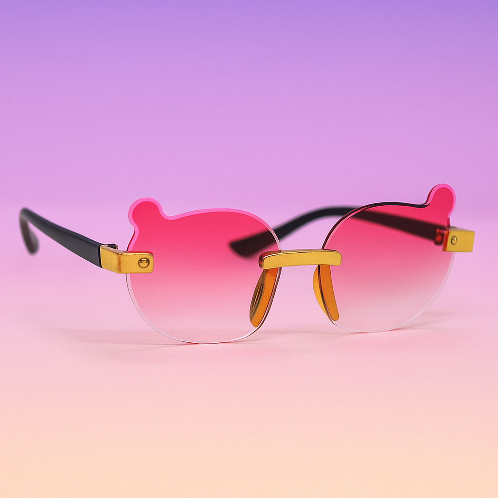 Gafas Kids Bear Pink Gold | Sin Marco con Lentes Degradados y Protección UV400 At Night