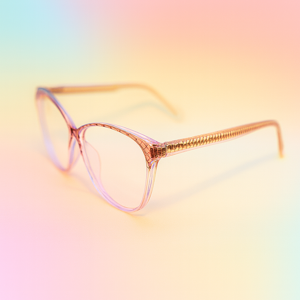 Gafas Ópticas Cat Eye Diamond Cut Rosado Transparente con BlueBlock - TR90 Ultraliviano