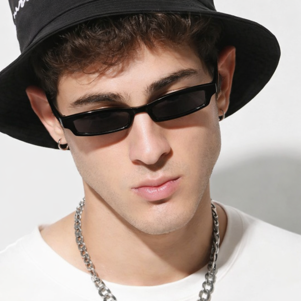 Gafas Rectangulares Slim Black - Estilo Bad Bunny | At Night Sunglasses