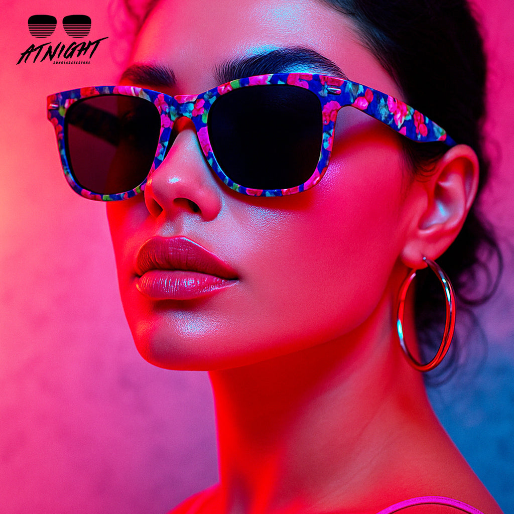 Gafas de Sol At Night Wayfarer Tropical | Azul / Estampado Floral