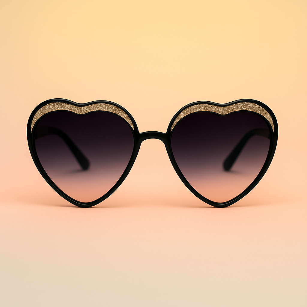 Gafas de Sol At Night Corazón Black Gold Glitter | Glamour y Protección UV400
