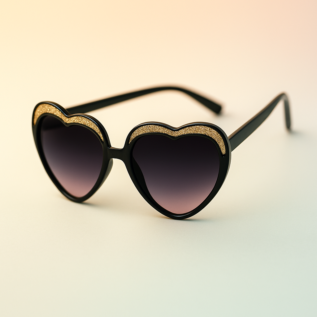 Gafas de Sol At Night Corazón Black Gold Glitter | Glamour y Protección UV400