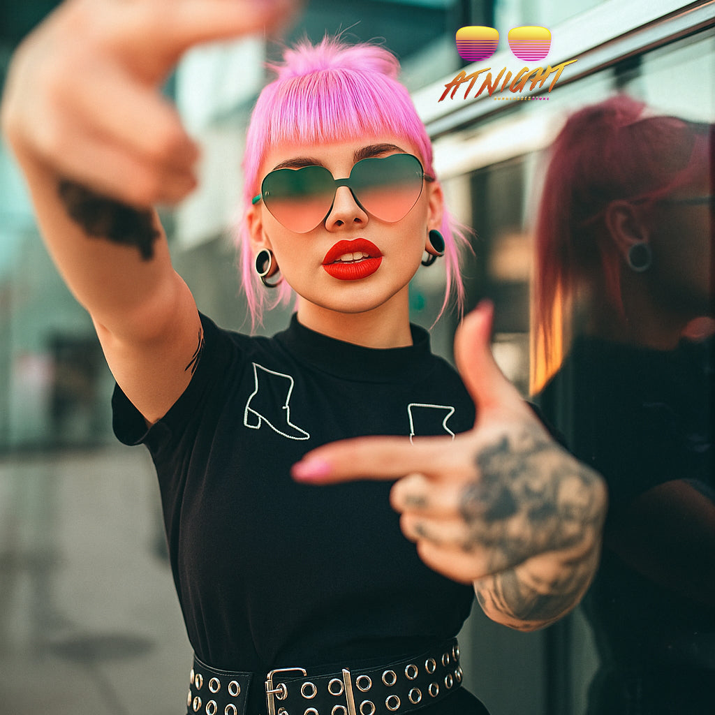 Gafas de Sol At Night Corazón sin marco | Estilo Retro y Toque Romántico