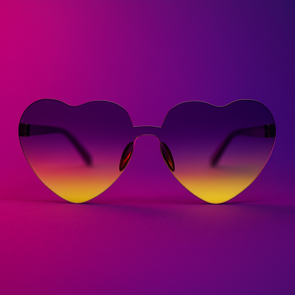 Gafas de Sol At Night Corazón sin marco | Estilo Retro y Toque Romántico