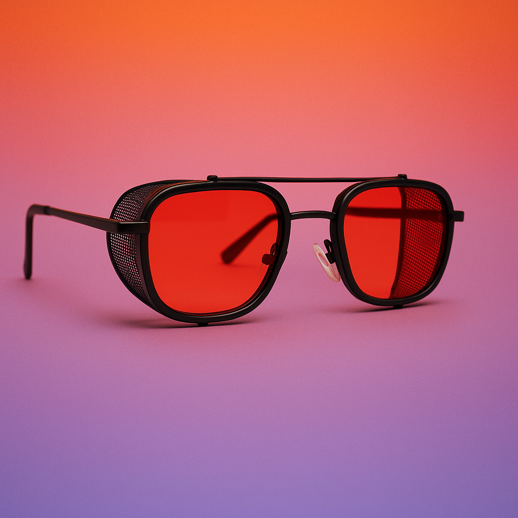 Gafas de Sol At Night Shield Red Metal | Estilo Futurista con Lentes Rojas UV400