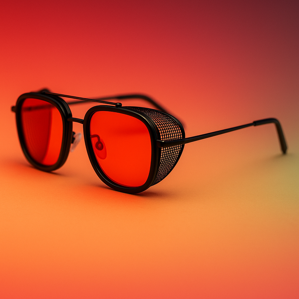 Gafas de Sol At Night Shield Red Metal | Estilo Futurista con Lentes Rojas UV400