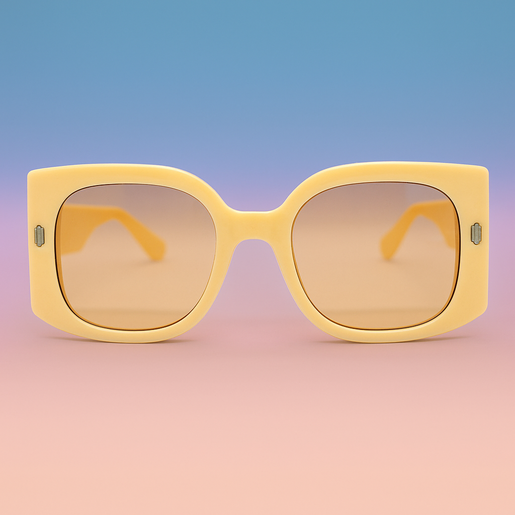 Gafas de Sol At Night - "Sunset Retro Oversize" Amarillo Pastel