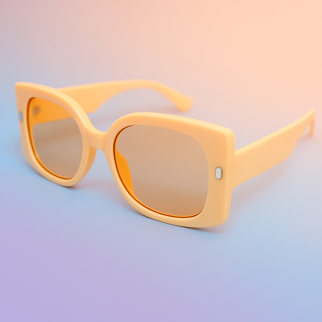 Gafas de Sol At Night - "Sunset Retro Oversize" Amarillo Pastel