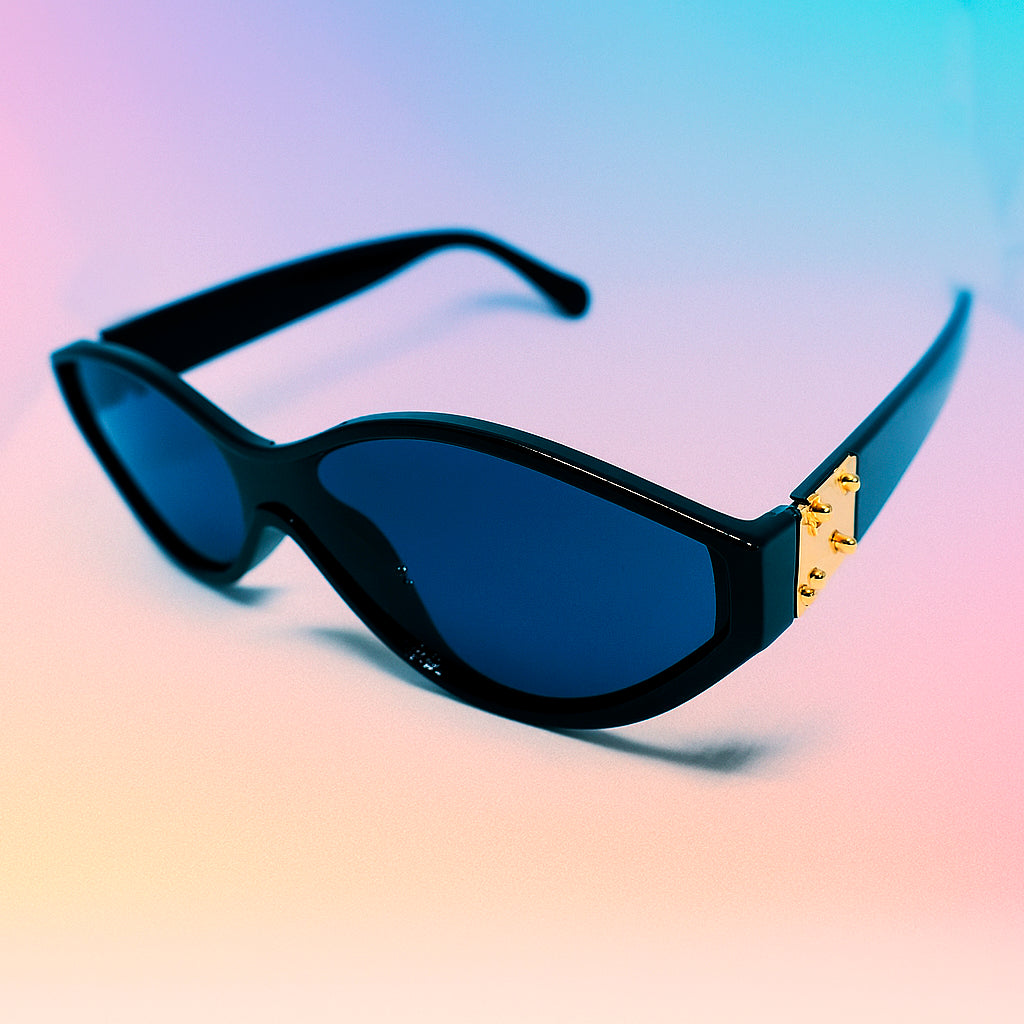 Gafas de Sol Black Blade - Lente Azul / Detalles Dorados