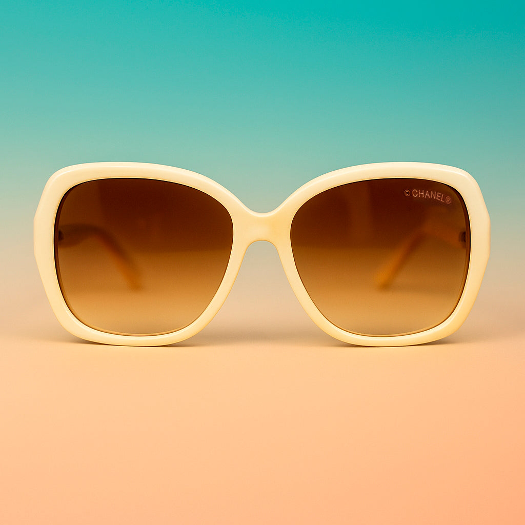 Gafas de Sol Chanel Cream Retro by At Night - Oversize de Lujo con Lentes UV400