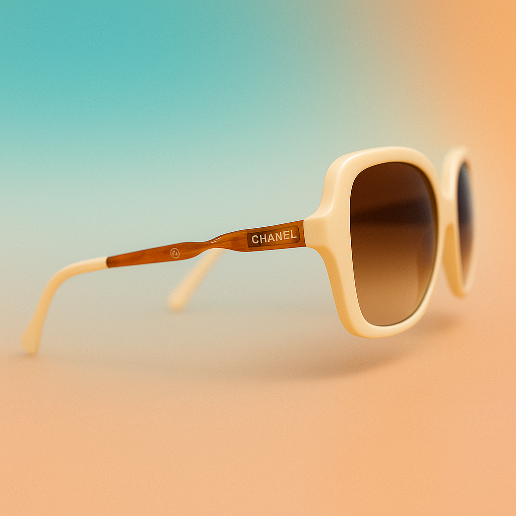 Gafas de Sol Chanel Cream Retro by At Night - Oversize de Lujo con Lentes UV400