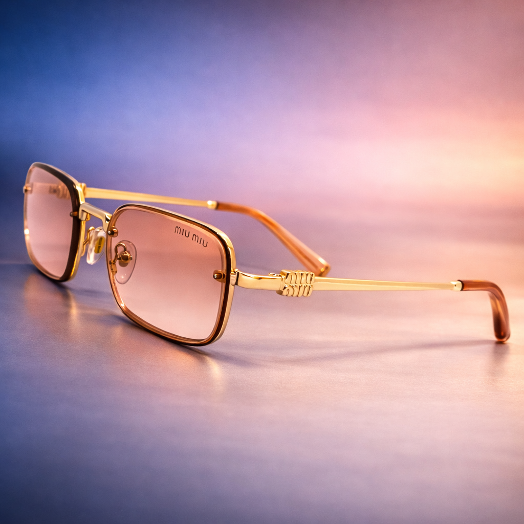 Gafas de Sol Miu Miu Rectangular Glam – Gold / Pink Champagne