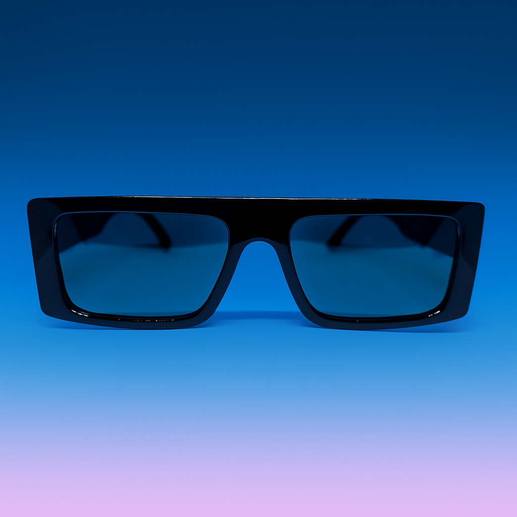 Gafas de Sol Rectangulares Unisex Estilo Retro - Marco Negro / Lentes Gris Oscuro UV400