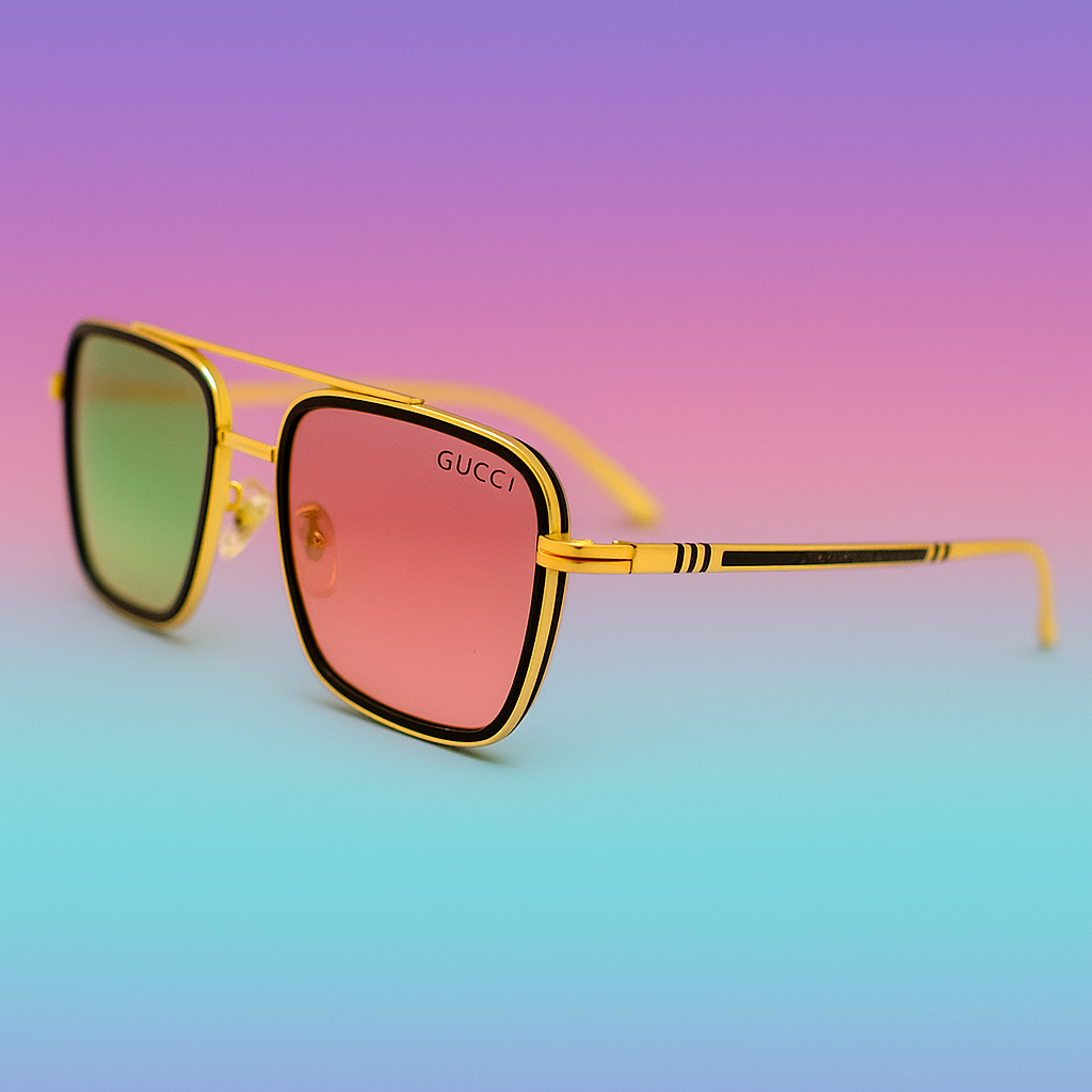 Gafas de Sol Gucci Bicolor Gold by At Night - Lentes Rosa & Verde UV400