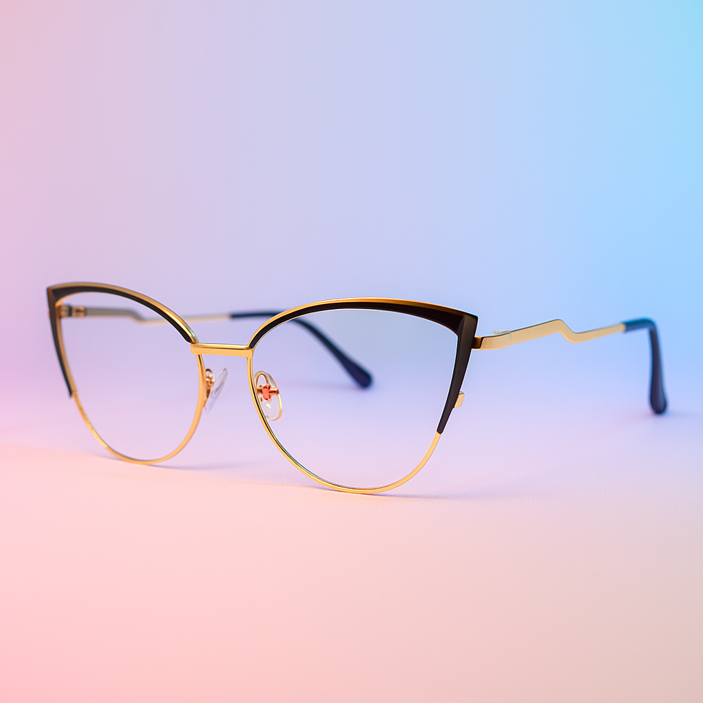 MARCO ÓPTICO SEMI CAT EYE DORADO - BLUEBLOCK | AT NIGHT SUNGLASSES