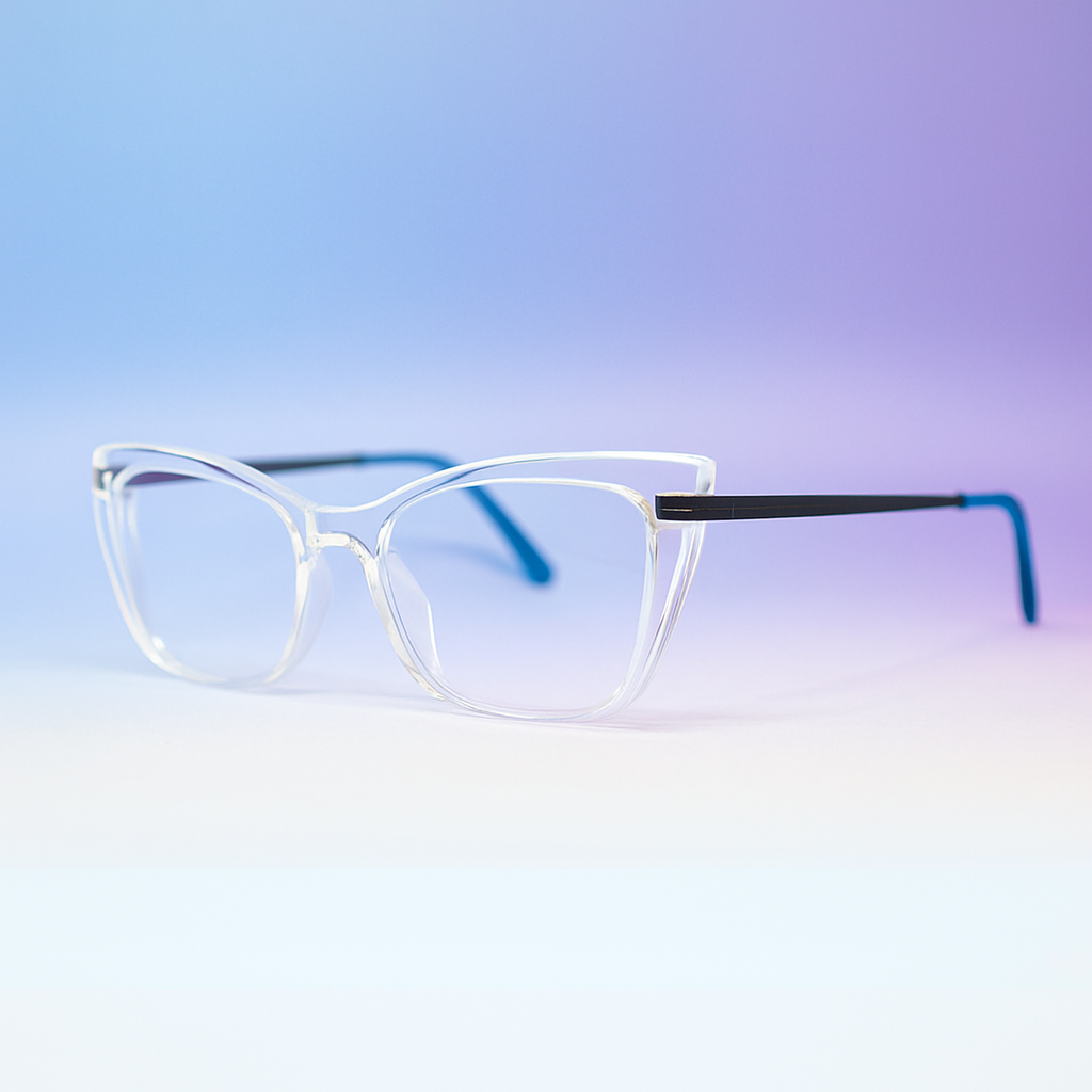 Marco Óptico At Night - Modelo Semi Cat Eye TR90 Transparente con BlueBlock