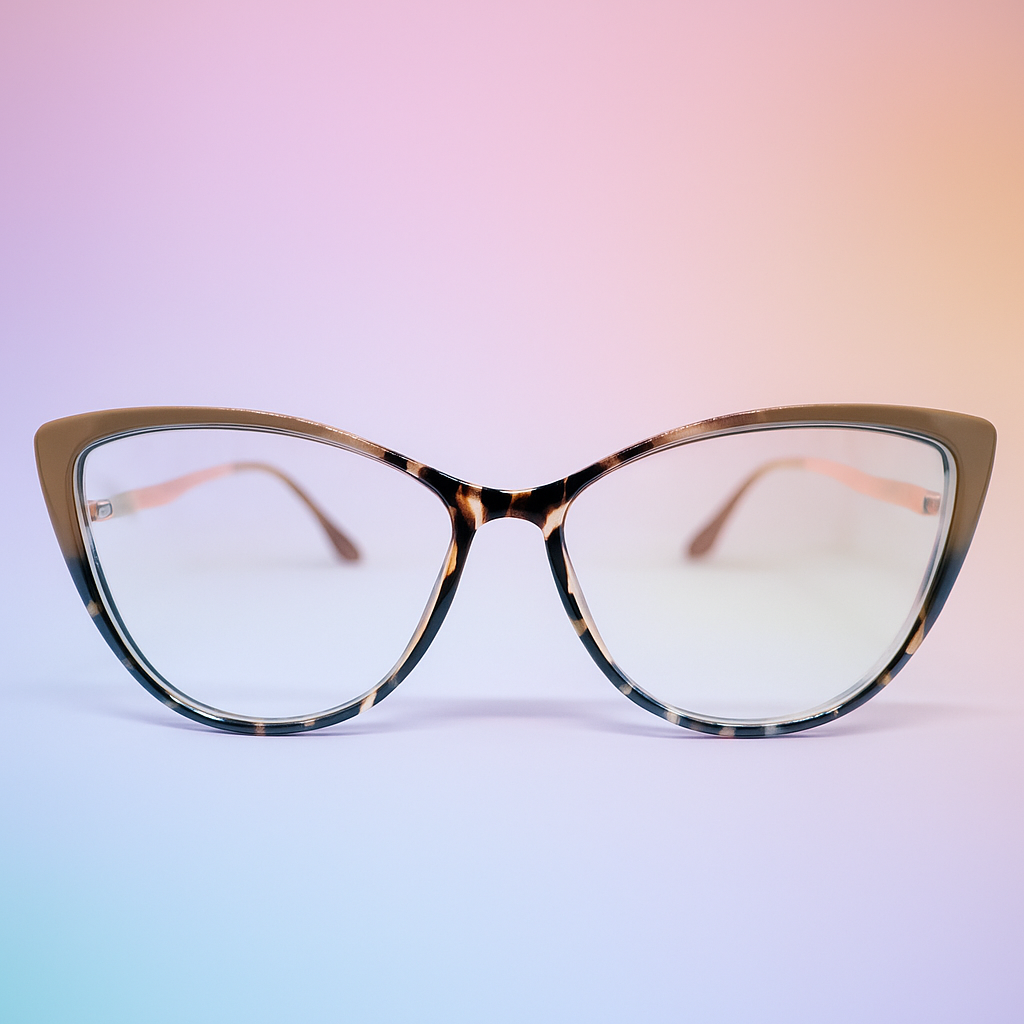 Marco Óptico Cat Eye Tortoise Animal Print Unisex con BlueBlock | At Night