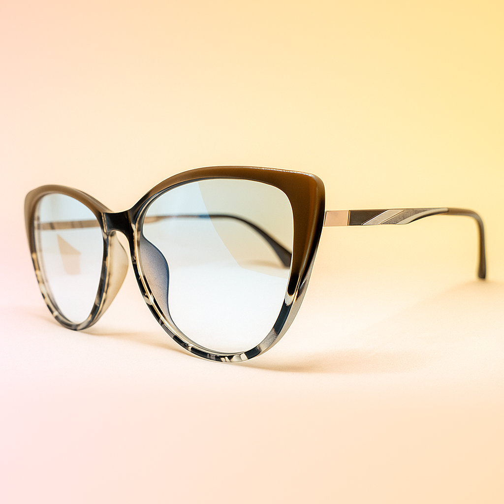 Marco Óptico Cat Eye Tortoise Animal Print Unisex con BlueBlock | At Night