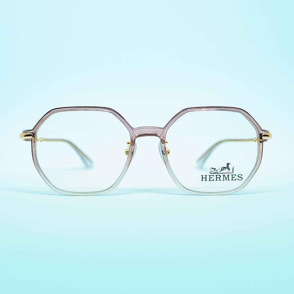 Marco Óptico Hexagonal Transparente Hermès con BlueBlock Unisex