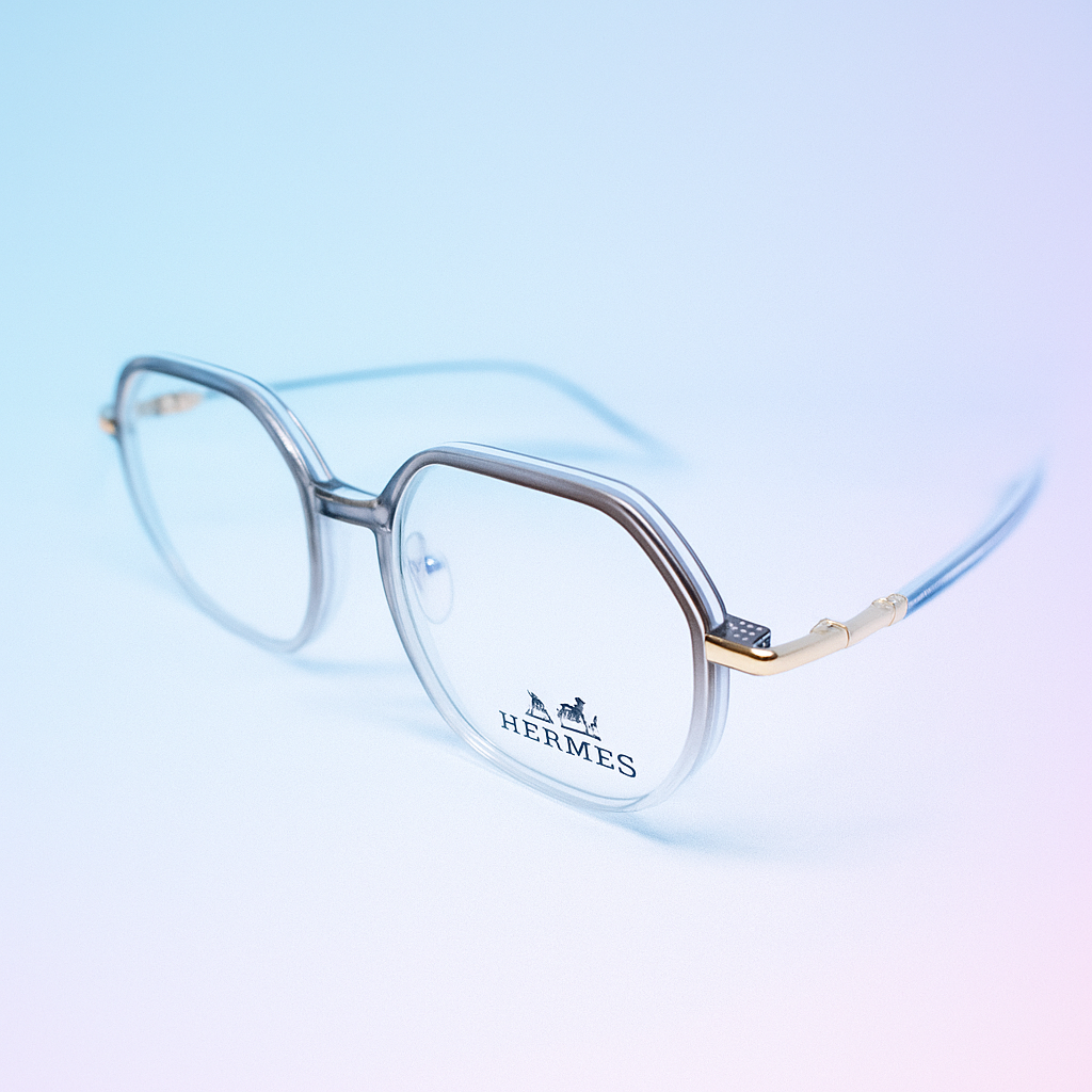 Marco Óptico Hexagonal Transparente Hermès con BlueBlock Unisex
