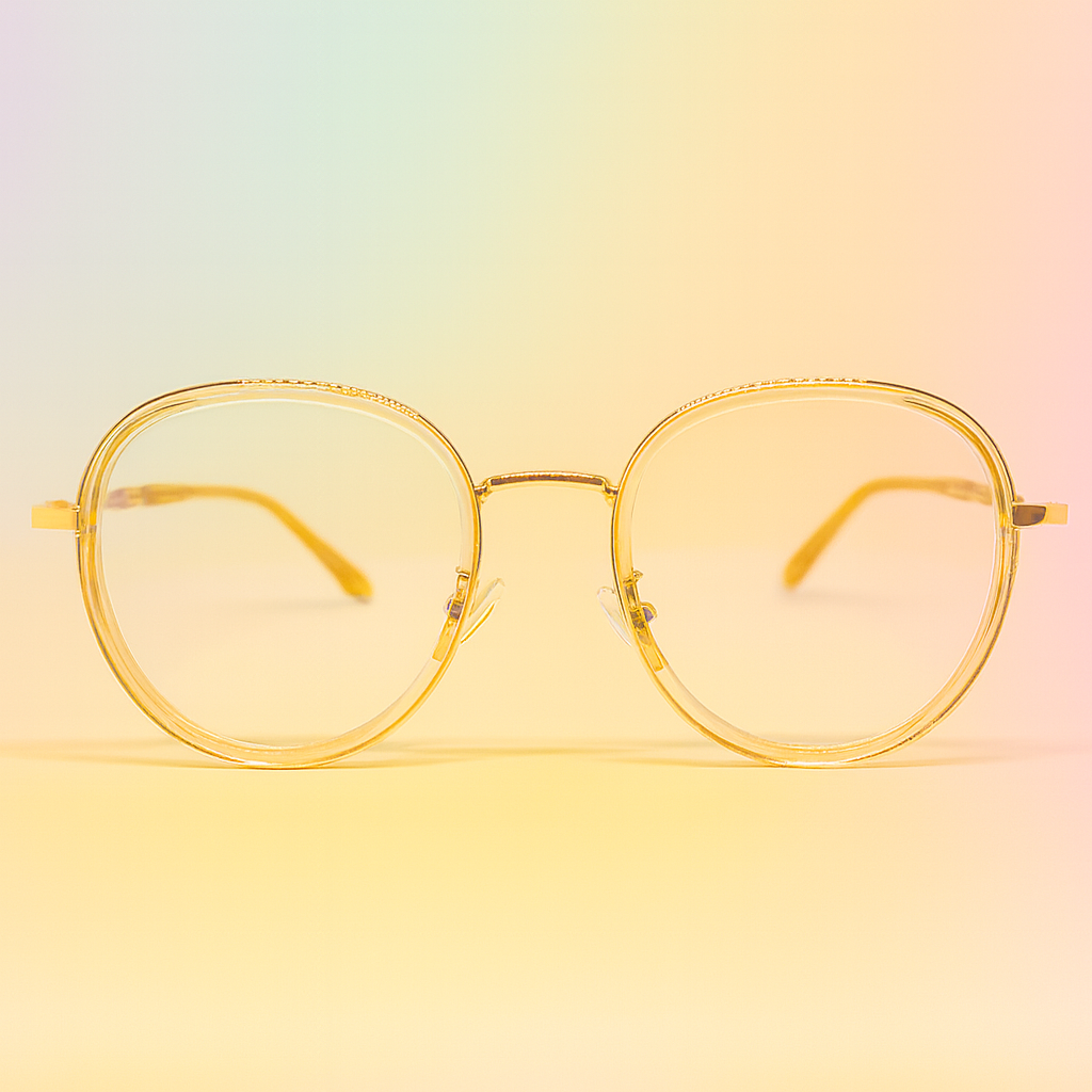 Marco Óptico Premium Retro Round Champagne con BlueBlock - At Night Sunglasses