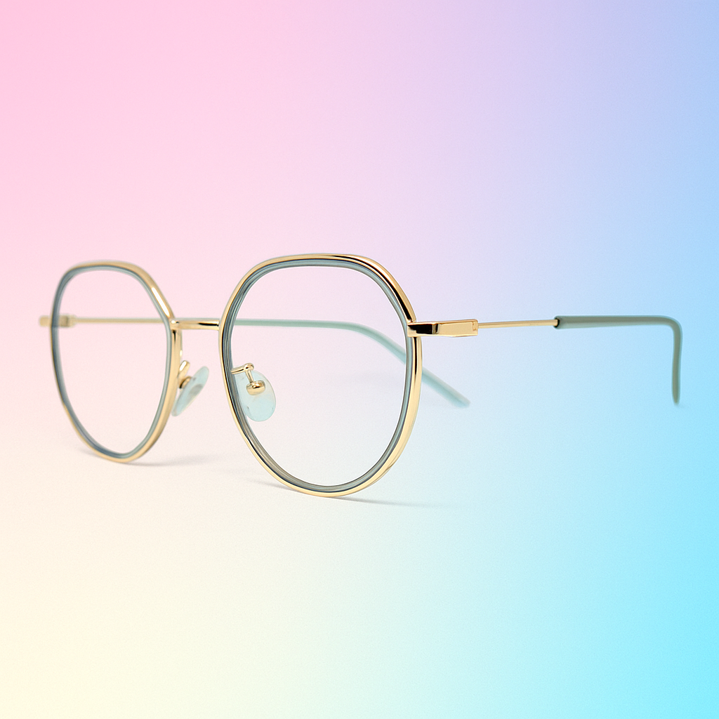 Marco Óptico Unisex Redondo Blue Gray Metal - At Night Sunglasses | BlueBlock Descanso