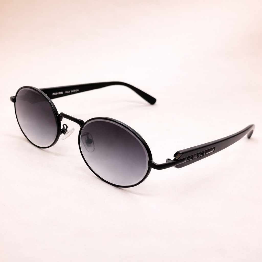 Miu Miu Round Icon Luxury – Black & Gold Collection | At Night Sunglasses
