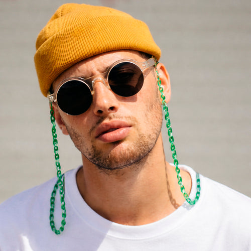 Cuelga Gafas / Cadena para Gafas de Acrílico Verde - Liviana y Resistente