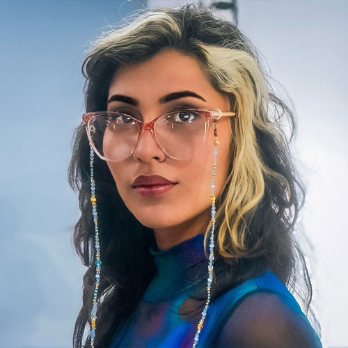 Cadenita para Gafas en Murano Azul y Lapislázuli - Hecha a Mano, Ultra Liviana