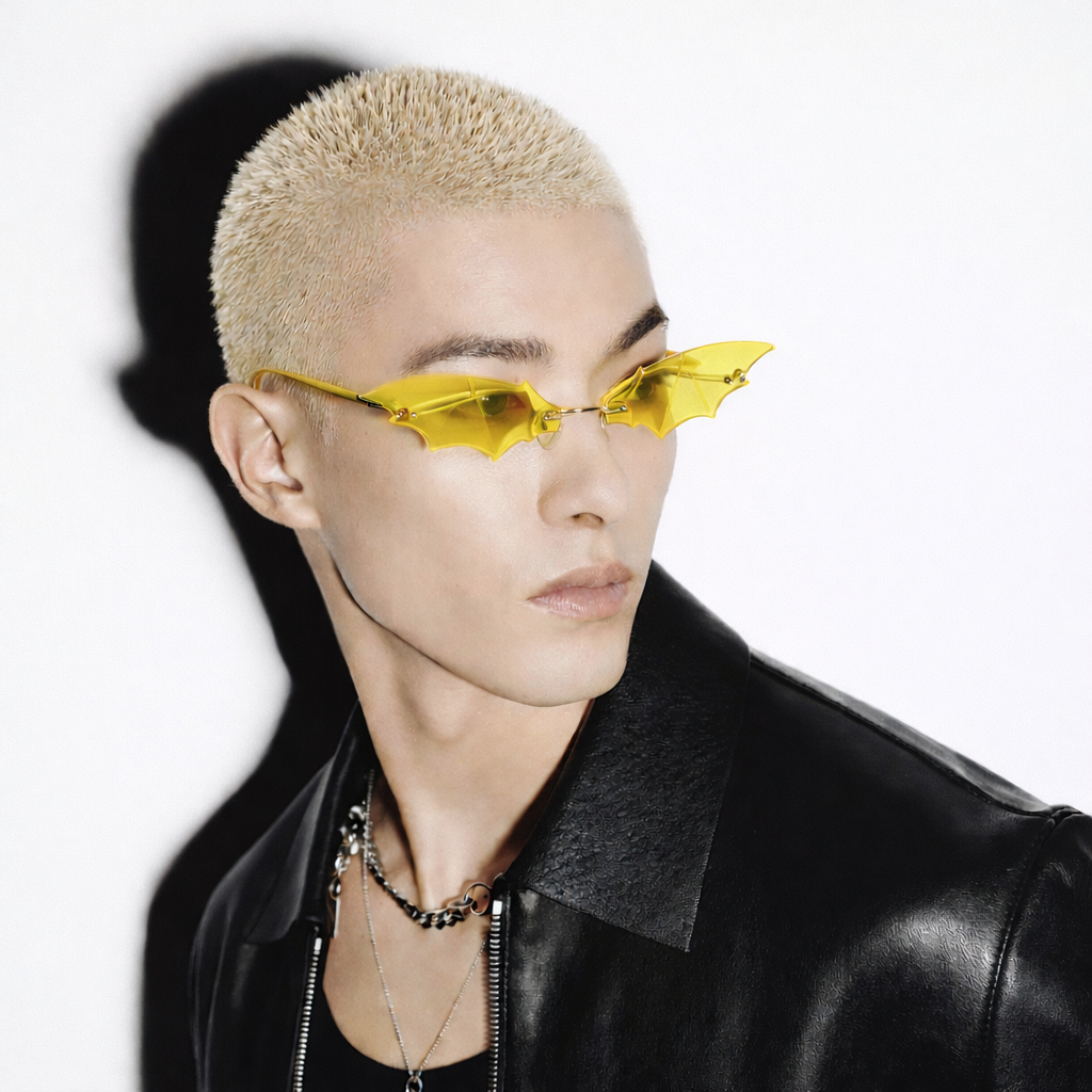 Gafas Bat Wings Sin Marco | Lentes UV400 Futuristas Y2K – At Night Sunglasses