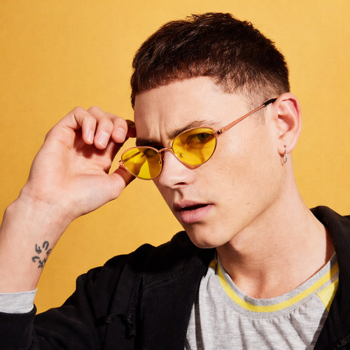 Gafas Cat eye Lente Amarilla | Marco Bronce Metal | At Night Sunglasses