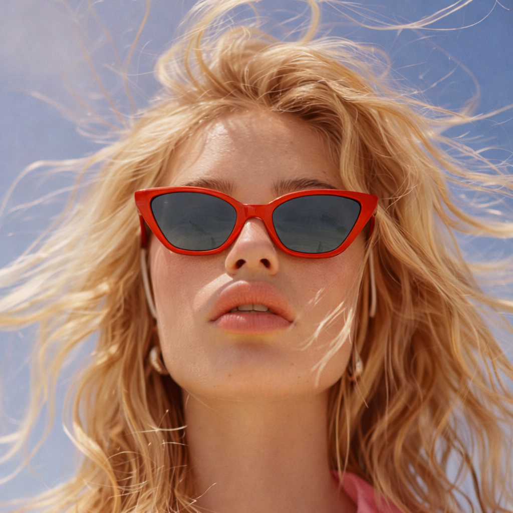 Gafas de Sol At Night - Triangular Retro Red / Lente Negro