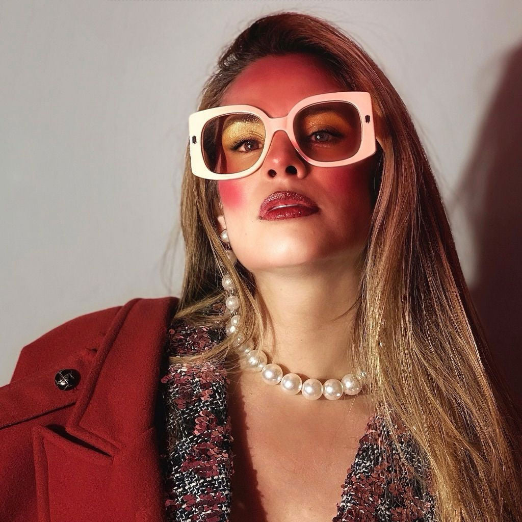 Gafas de Sol At Night - "Sunset Retro Oversize" Amarillo Pastel