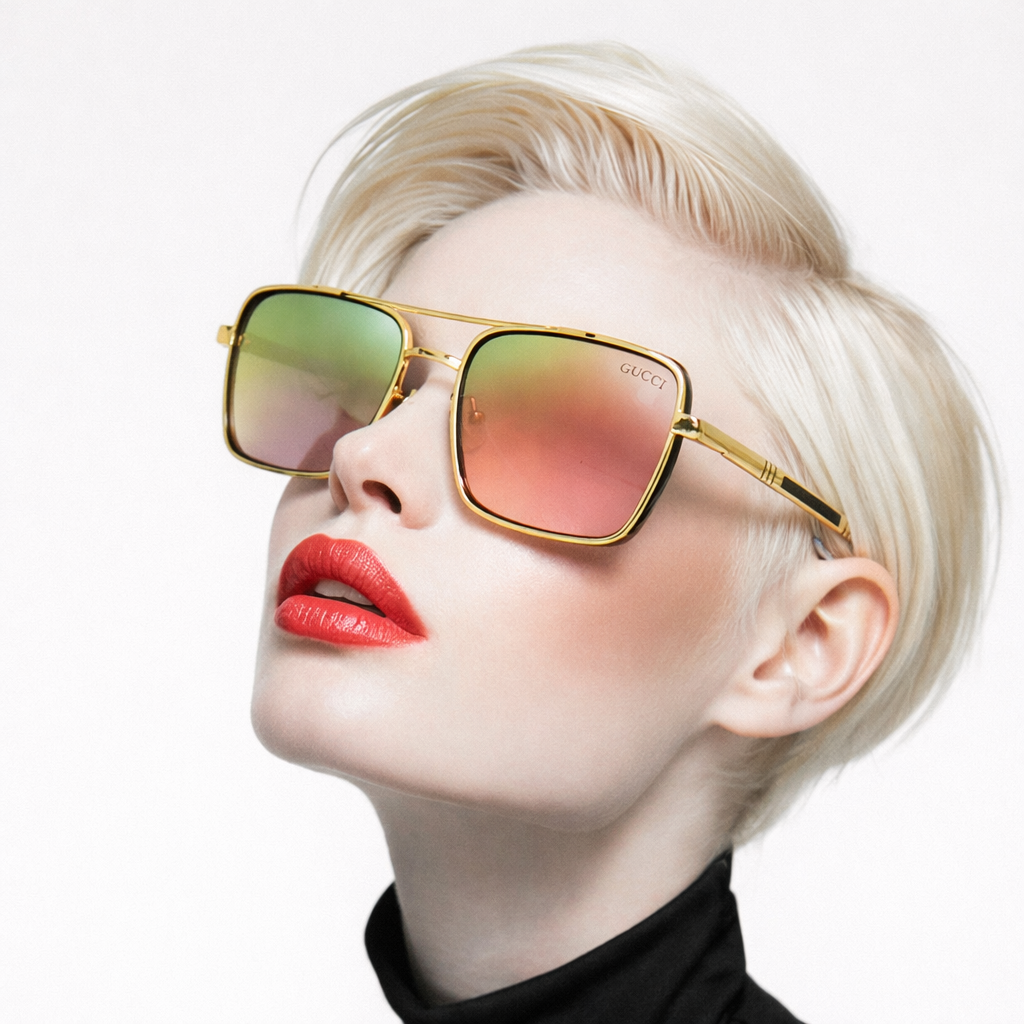 Gafas de Sol Gucci Bicolor Gold by At Night - Lentes Rosa & Verde UV400