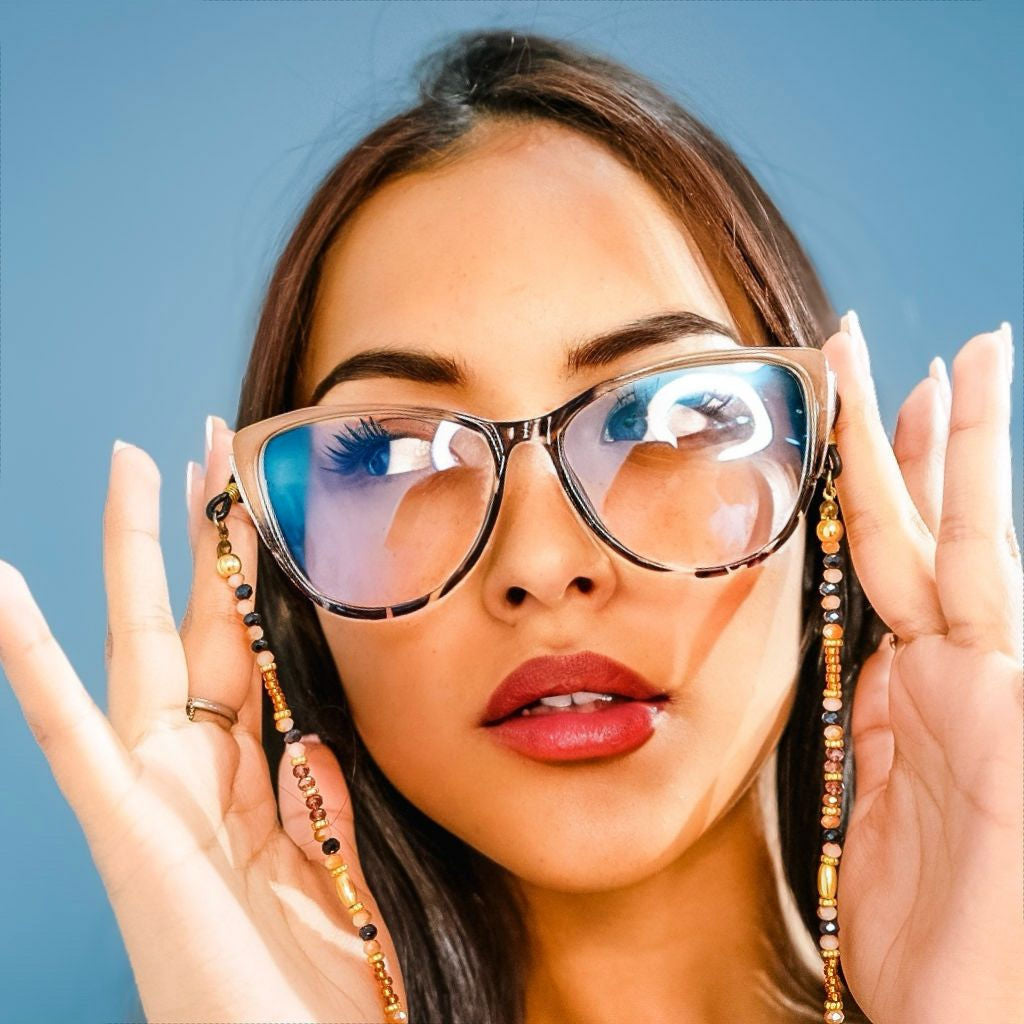 Marco Óptico Cat Eye Tortoise Animal Print Unisex con BlueBlock | At Night